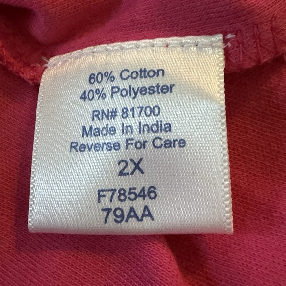 BFA Classics 2X Top Shirt Fuchsia Pink Solid Short Sleeve Scoop Neck Cotton - Picture 6 of 7